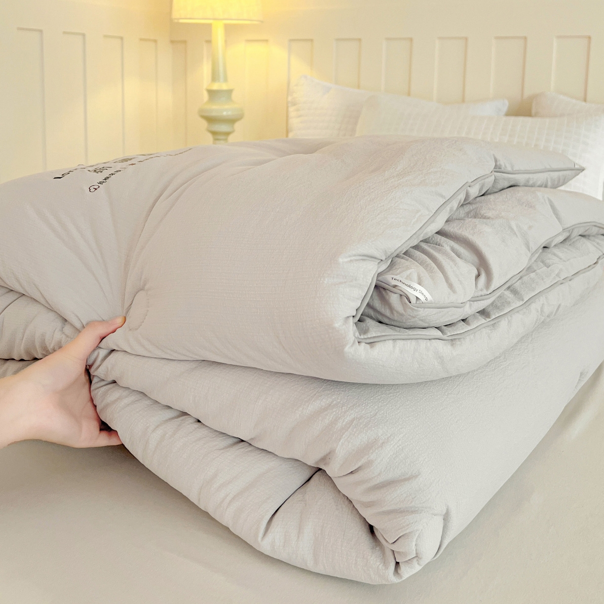 91家纺网 家纺一手货源 找家纺 小叮当家纺仓储工厂店 (买家秀 爆款花型 不断货)2025新款简约风100%新疆棉花被被子被芯 新疆棉-灰色