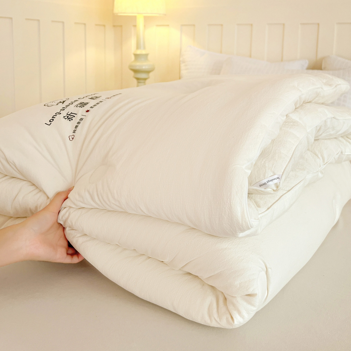 91家纺网 家纺一手货源 找家纺 小叮当家纺仓储工厂店 (买家秀 爆款花型 不断货)2025新款简约风100%新疆棉花被被子被芯 新疆棉-白色