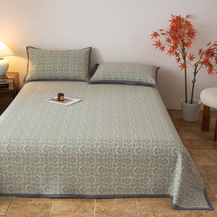 91家纺网 家纺一手货源 找家纺 小叮当家纺仓储工厂店 (买家秀 爆款花型 不断货)2025新款A类三层纱纱布毛巾被单品床盖单件床盖 可丽之彩-亚丁绿