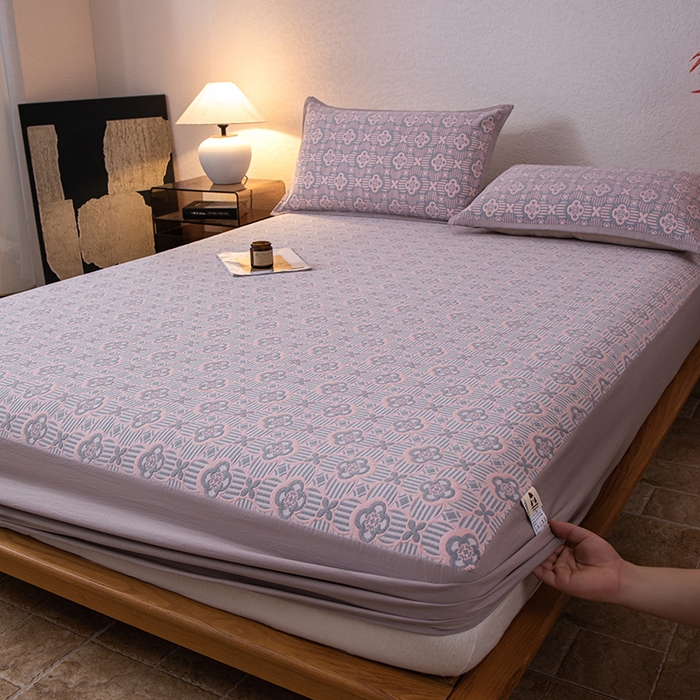 91家纺网 家纺一手货源 找家纺 （总）小叮当家纺仓储工厂店 (买家秀 爆款花型 不断货)2025新款舒适简约A类全棉三层纱单品床笠单件床笠