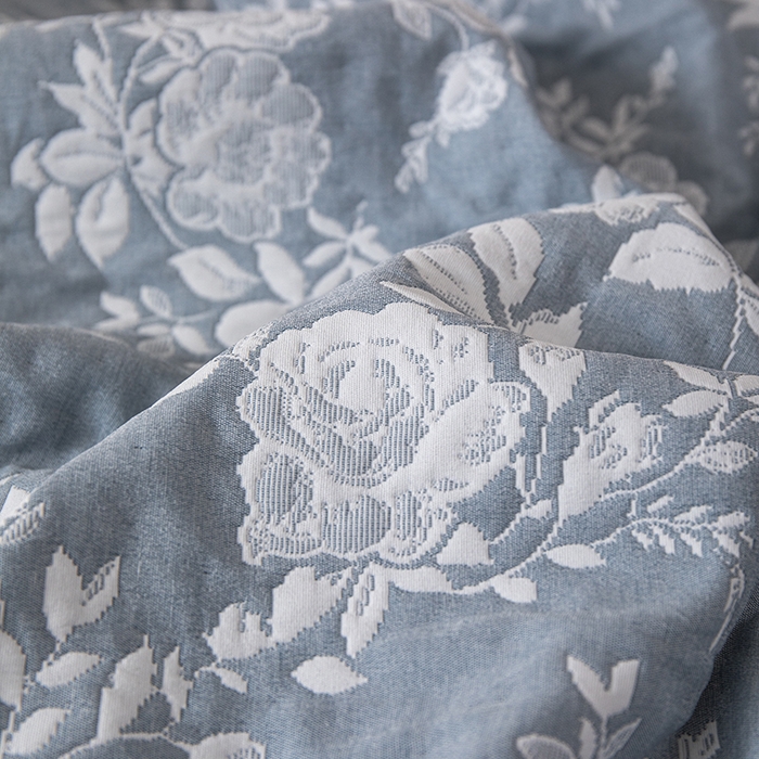 91家纺网 家纺一手货源 找家纺 小叮当家纺仓储工厂店 (买家秀 爆款花型 不断货)2025新款舒适简约A类全棉三层纱单品床笠单件床笠 慕白-碟翅蓝