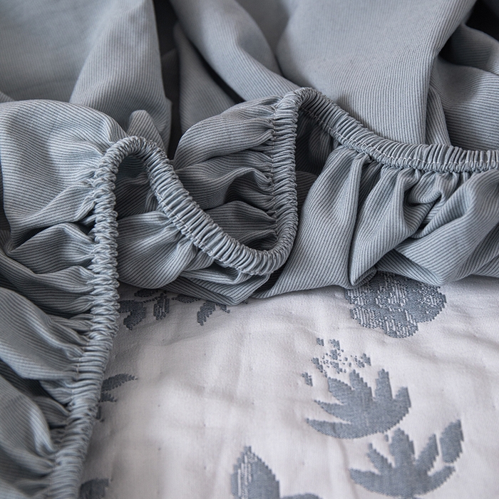 91家纺网 家纺一手货源 找家纺 小叮当家纺仓储工厂店 (买家秀 爆款花型 不断货)2025新款舒适简约A类全棉三层纱单品床笠单件床笠 慕白-碟翅蓝