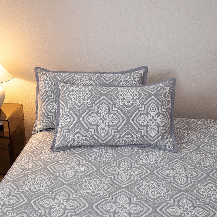 91家纺网 家纺一手货源 找家纺 小叮当家纺仓储工厂店 (买家秀 爆款花型 不断货)2025新款舒适简约A类全棉三层纱单品床笠单件床笠 卡曼洛-锡器灰