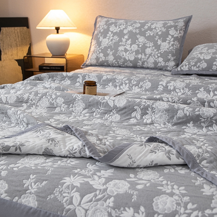 91家纺网 家纺一手货源 找家纺 小叮当家纺仓储工厂店 (买家秀 爆款花型 不断货)2025新款舒适简约A类全棉三层纱单品床笠单件床笠 慕白-锡器灰