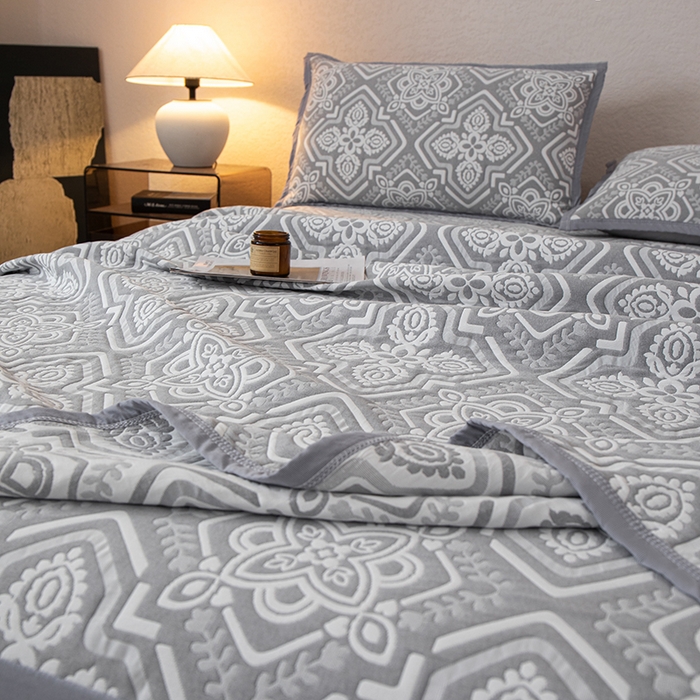 91家纺网 家纺一手货源 找家纺 小叮当家纺仓储工厂店 (买家秀 爆款花型 不断货)2025新款舒适简约A类全棉三层纱单品床笠单件床笠 卡曼洛-锡器灰