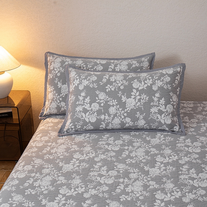 91家纺网 家纺一手货源 找家纺 小叮当家纺仓储工厂店 (买家秀 爆款花型 不断货)2025新款舒适简约A类全棉三层纱单品床笠单件床笠 慕白-锡器灰