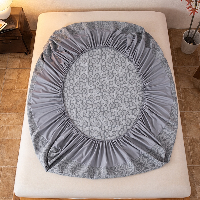 91家纺网 家纺一手货源 找家纺 小叮当家纺仓储工厂店 (买家秀 爆款花型 不断货)2025新款舒适简约A类全棉三层纱单品床笠单件床笠 可丽之彩-墨黑