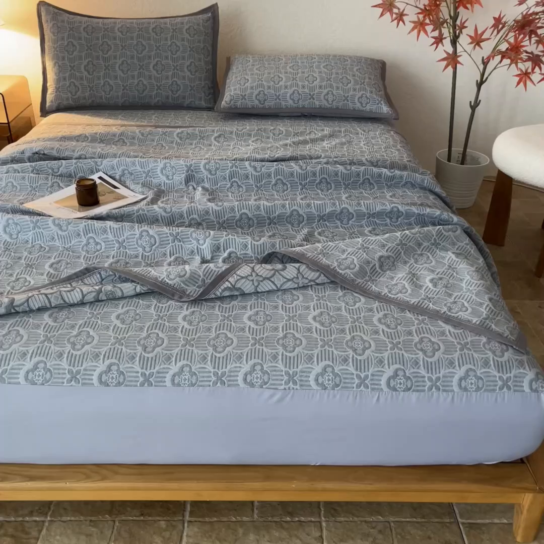 91家纺网 家纺一手货源 找家纺 小叮当家纺仓储工厂店 (买家秀 爆款花型 不断货)2025新款舒适简约A类全棉三层纱单品床笠单件床笠 可丽之彩-墨黑