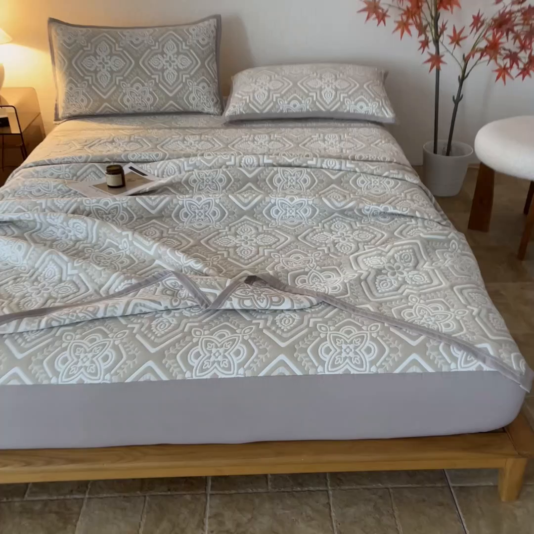 91家纺网 家纺一手货源 找家纺 小叮当家纺仓储工厂店 (买家秀 爆款花型 不断货)2025新款舒适简约A类全棉三层纱单品床笠单件床笠 卡曼洛-深棕