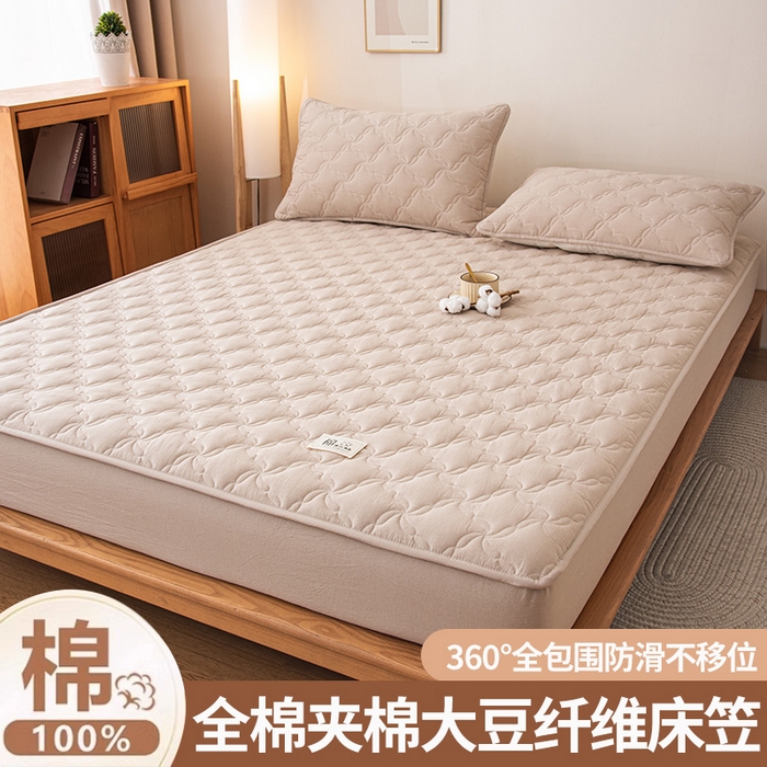 91家纺网 家纺一手货源 找家纺 小叮当家纺仓储工厂店 (买家秀 爆款花型 不断货)2025新款A类全棉色织抗菌夹棉单品床笠单件床笠 卡其色