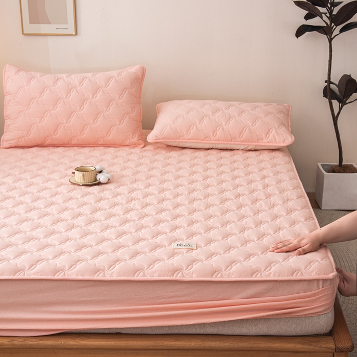 91家纺网 家纺一手货源 找家纺 小叮当家纺仓储工厂店 (买家秀 爆款花型 不断货)2025新款A类全棉色织抗菌夹棉单品床笠单件床笠 少女粉