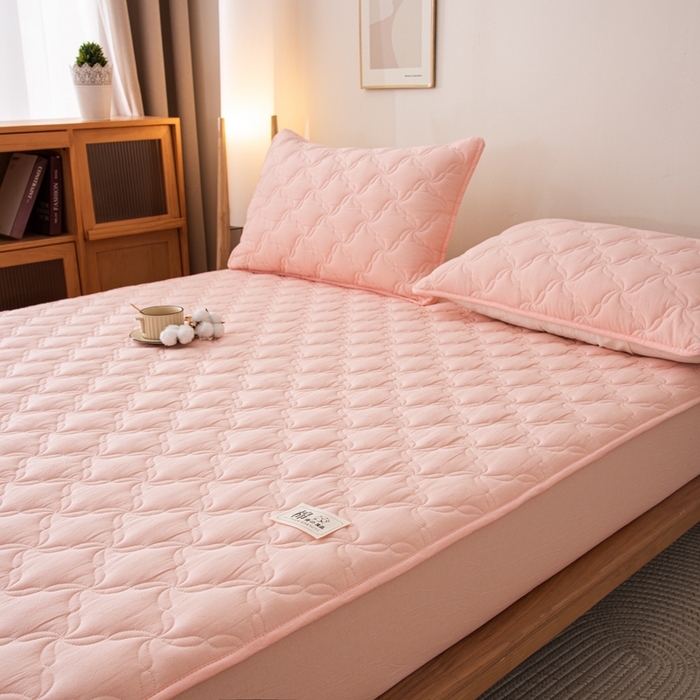 91家纺网 家纺一手货源 找家纺 小叮当家纺仓储工厂店 (买家秀 爆款花型 不断货)2025新款A类全棉色织抗菌夹棉单品床笠单件床笠 少女粉