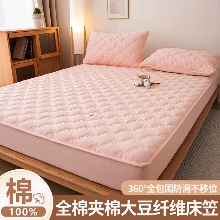 91家纺网 家纺一手货源 找家纺 小叮当家纺仓储工厂店 (买家秀 爆款花型 不断货)2025新款A类全棉色织抗菌夹棉单品床笠单件床笠 少女粉