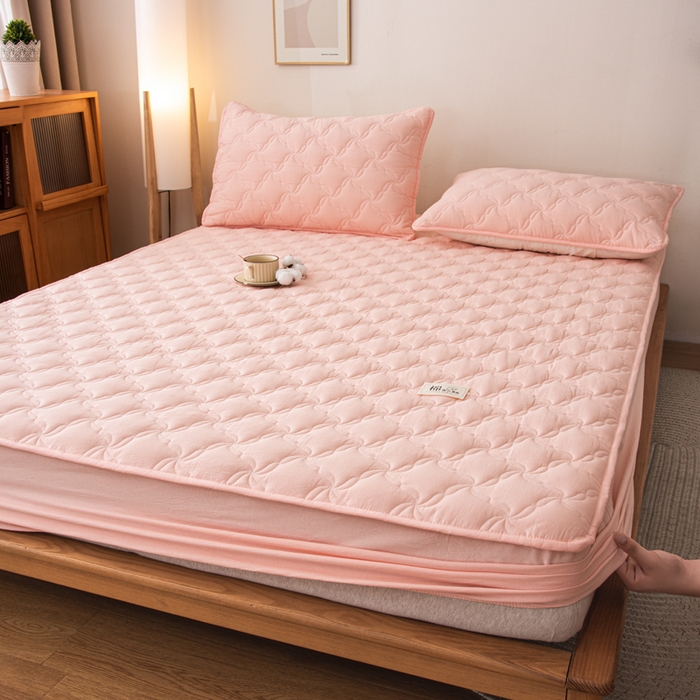 91家纺网 家纺一手货源 找家纺 小叮当家纺仓储工厂店 (买家秀 爆款花型 不断货)2025新款A类全棉色织抗菌夹棉单品床笠单件床笠 少女粉