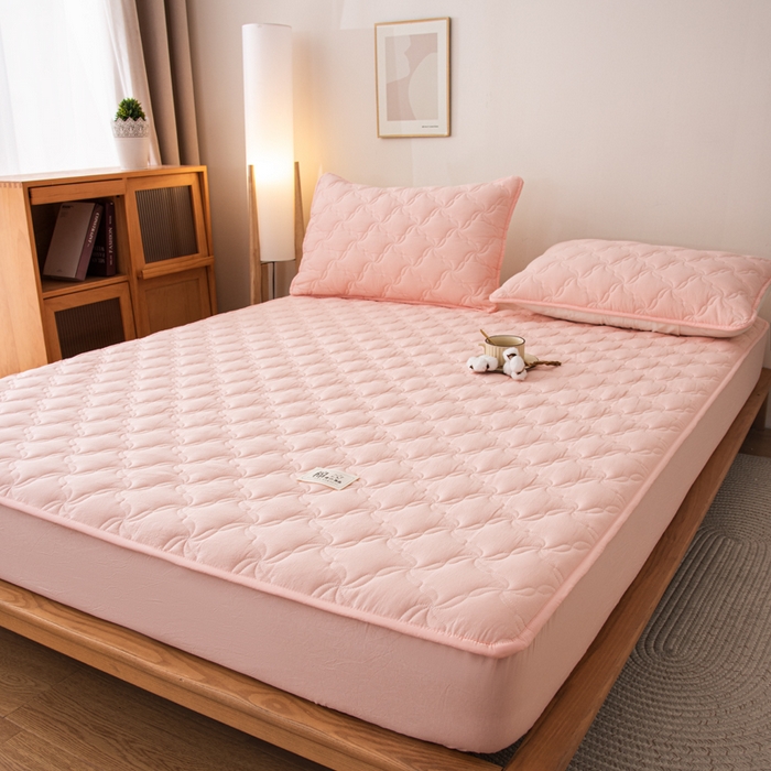 91家纺网 家纺一手货源 找家纺 小叮当家纺仓储工厂店 (买家秀 爆款花型 不断货)2025新款A类全棉色织抗菌夹棉单品床笠单件床笠 少女粉