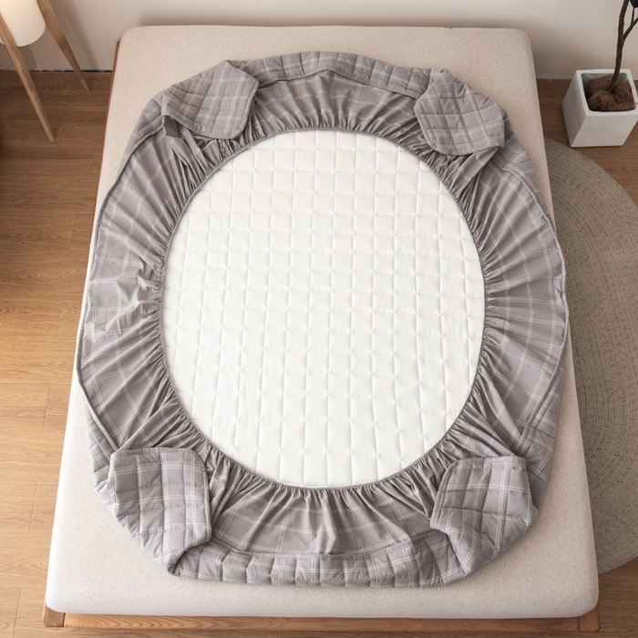 91家纺网 家纺一手货源 找家纺 小叮当家纺仓储工厂店 (买家秀 爆款花型 不断货)2025新款A类全棉色织抗菌夹棉单品床笠单件床笠 灰小格