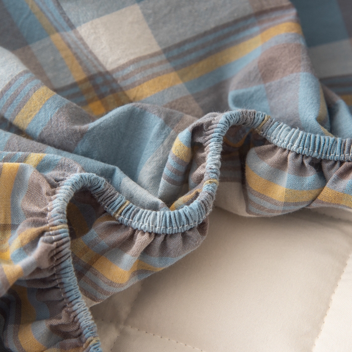 91家纺网 家纺一手货源 找家纺 小叮当家纺仓储工厂店 (买家秀 爆款花型 不断货)2025新款A类全棉色织抗菌夹棉单品床笠单件床笠 莫妮卡-蓝