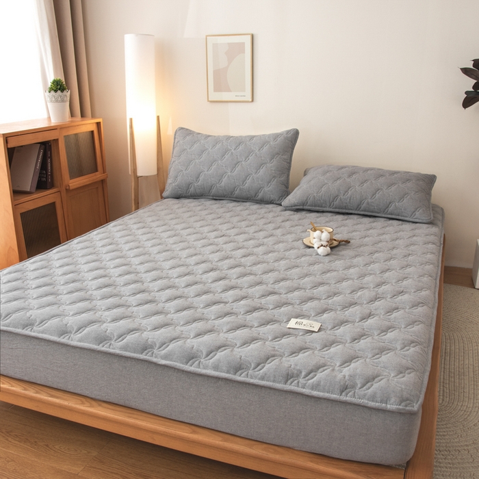 91家纺网 家纺一手货源 找家纺 小叮当家纺仓储工厂店 (买家秀 爆款花型 不断货)2025新款A类全棉色织抗菌夹棉单品床笠单件床笠 高级灰