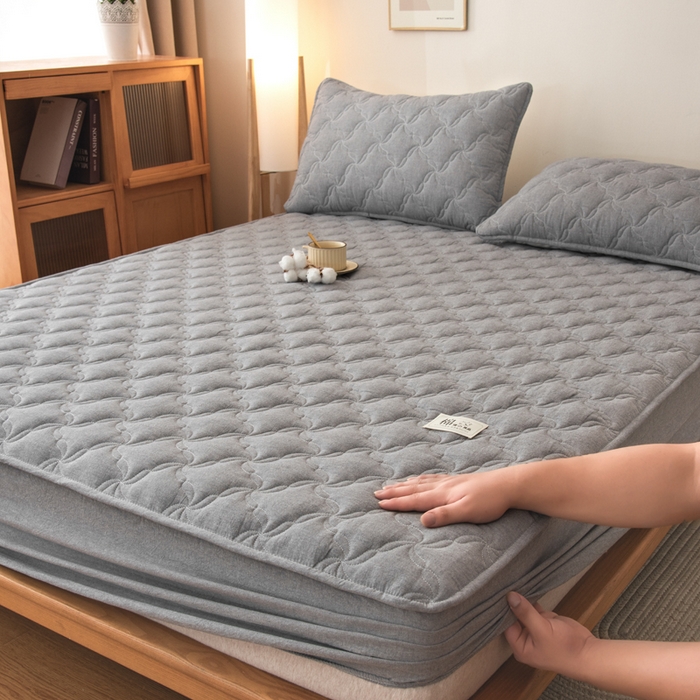 91家纺网 家纺一手货源 找家纺 小叮当家纺仓储工厂店 (买家秀 爆款花型 不断货)2025新款A类全棉色织抗菌夹棉单品床笠单件床笠 高级灰