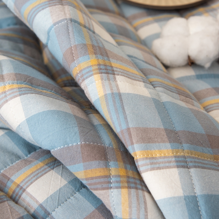 91家纺网 家纺一手货源 找家纺 小叮当家纺仓储工厂店 (买家秀 爆款花型 不断货)2025新款A类全棉色织抗菌夹棉单品床笠单件床笠 莫妮卡-蓝