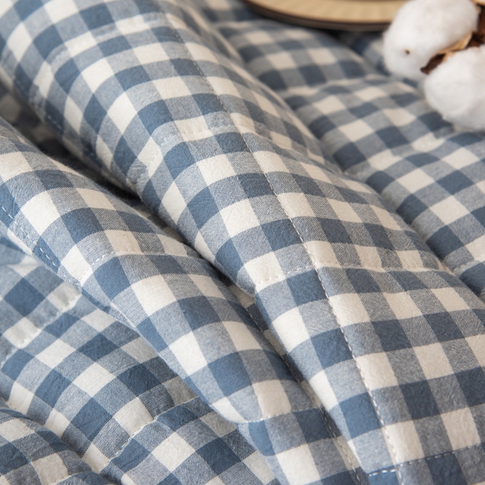 91家纺网 家纺一手货源 找家纺 小叮当家纺仓储工厂店 (买家秀 爆款花型 不断货)2025新款A类全棉色织抗菌夹棉单品床笠单件床笠 蓝小格