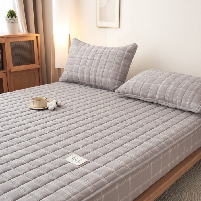 91家纺网 家纺一手货源 找家纺 小叮当家纺仓储工厂店 (买家秀 爆款花型 不断货)2025新款A类全棉色织抗菌夹棉单品床笠单件床笠 灰小格