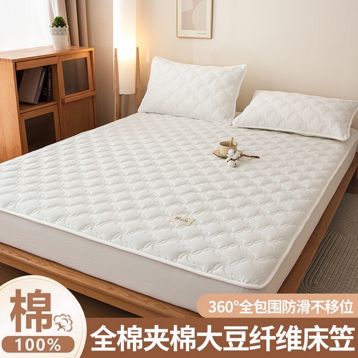 91家纺网 家纺一手货源 找家纺 小叮当家纺仓储工厂店 (买家秀 爆款花型 不断货)2025新款A类全棉色织抗菌夹棉单品床笠单件床笠 奶油白