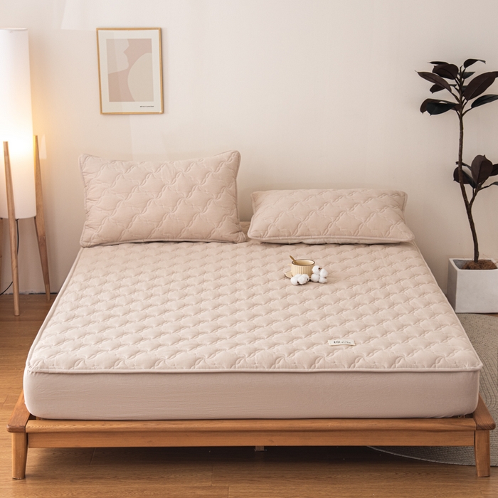 91家纺网 家纺一手货源 找家纺 小叮当家纺仓储工厂店 (买家秀 爆款花型 不断货)2025新款A类全棉色织抗菌夹棉单品床笠单件床笠 卡其色