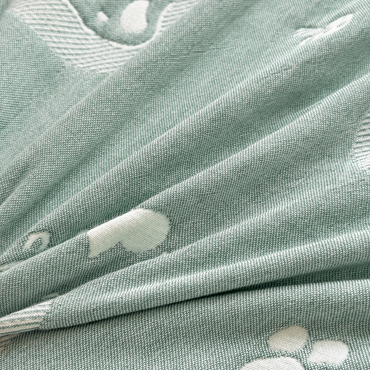 91家纺网 家纺一手货源 找家纺 小叮当家纺仓储工厂店 (买家秀 爆款花型 不断货)2025新款全棉六层纱布毛巾被系列 熊梦-绿