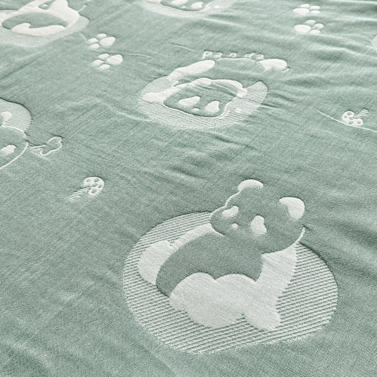 91家纺网 家纺一手货源 找家纺 小叮当家纺仓储工厂店 (买家秀 爆款花型 不断货)2025新款全棉六层纱布毛巾被系列 熊梦-绿