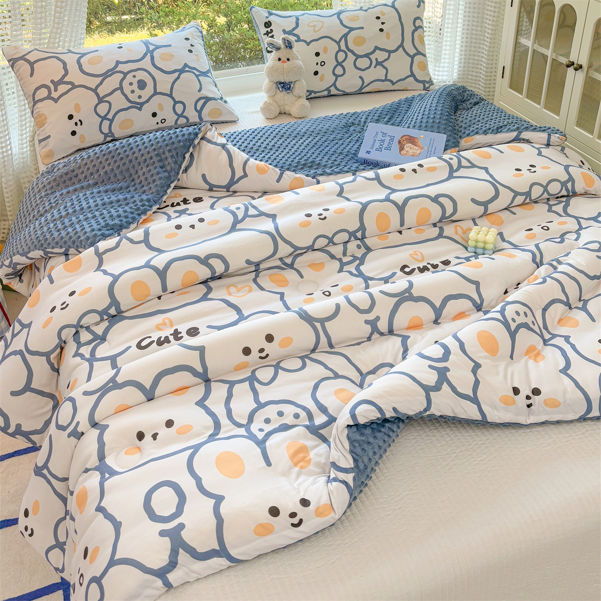 91家纺网 家纺一手货源 找家纺 小叮当家纺仓储工厂店 (买家秀 爆款花型 不断货)2025新款A类针织棉大豆被被子被芯 可爱兔