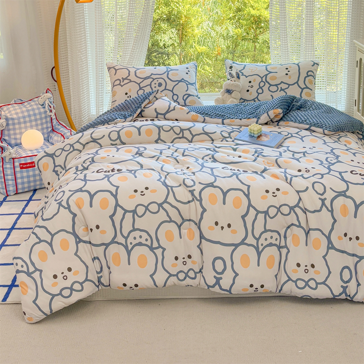 91家纺网 家纺一手货源 找家纺 小叮当家纺仓储工厂店 (买家秀 爆款花型 不断货)2025新款A类针织棉大豆被被子被芯 可爱兔