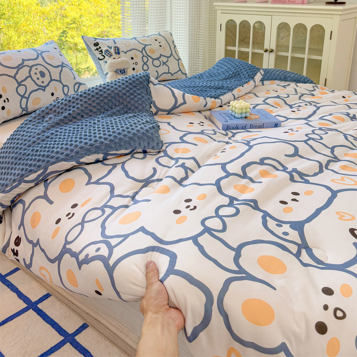 91家纺网 家纺一手货源 找家纺 小叮当家纺仓储工厂店 (买家秀 爆款花型 不断货)2025新款A类针织棉大豆被被子被芯 可爱兔