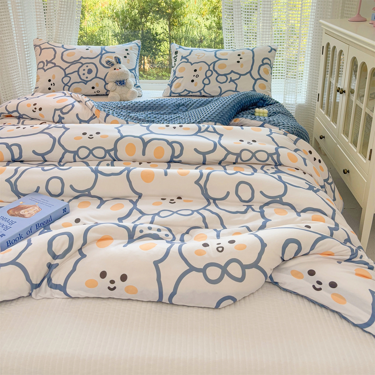 91家纺网 家纺一手货源 找家纺 小叮当家纺仓储工厂店 (买家秀 爆款花型 不断货)2025新款A类针织棉大豆被被子被芯 可爱兔