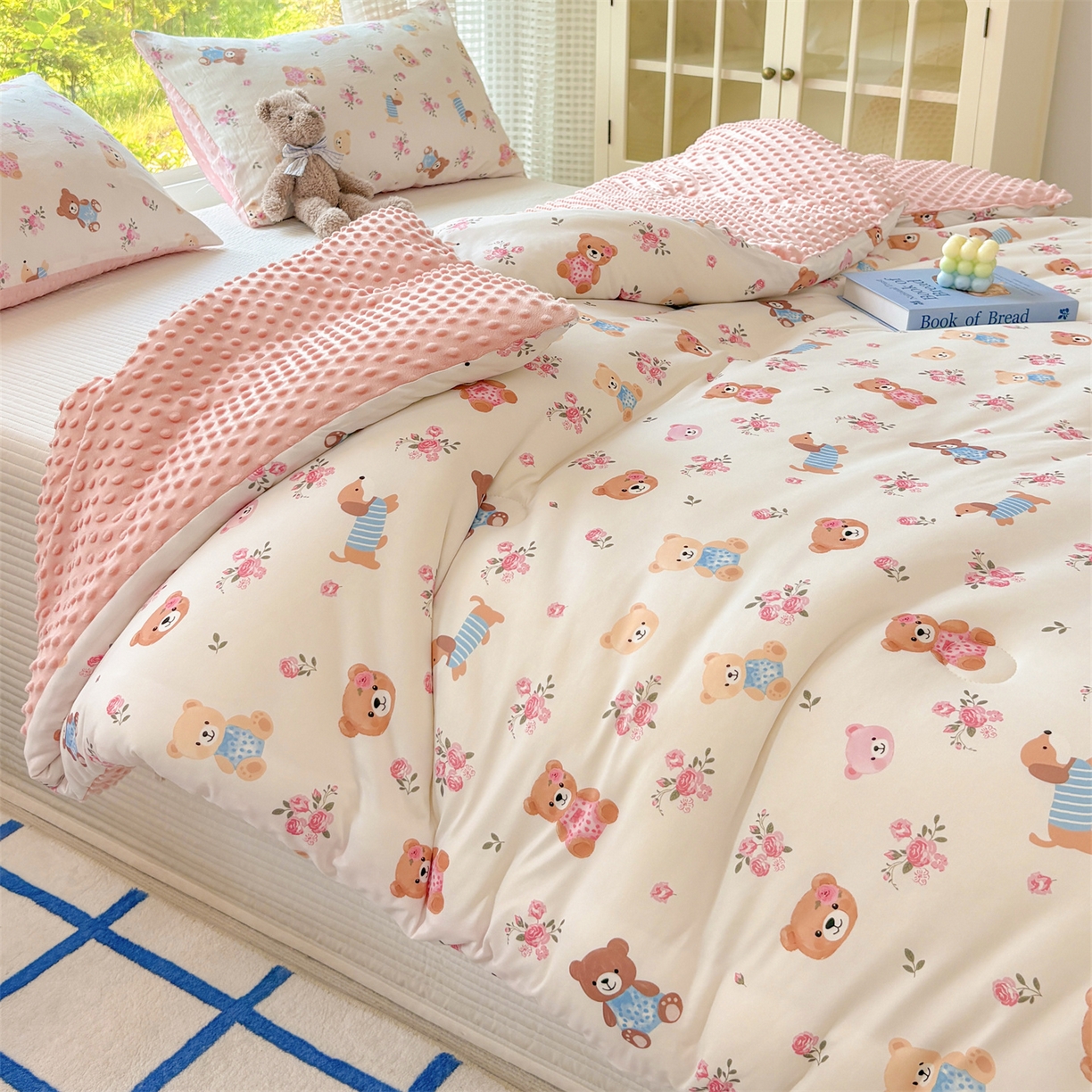 91家纺网 家纺一手货源 找家纺 小叮当家纺仓储工厂店 (买家秀 爆款花型 不断货)2025新款A类针织棉大豆被被子被芯 花田小熊