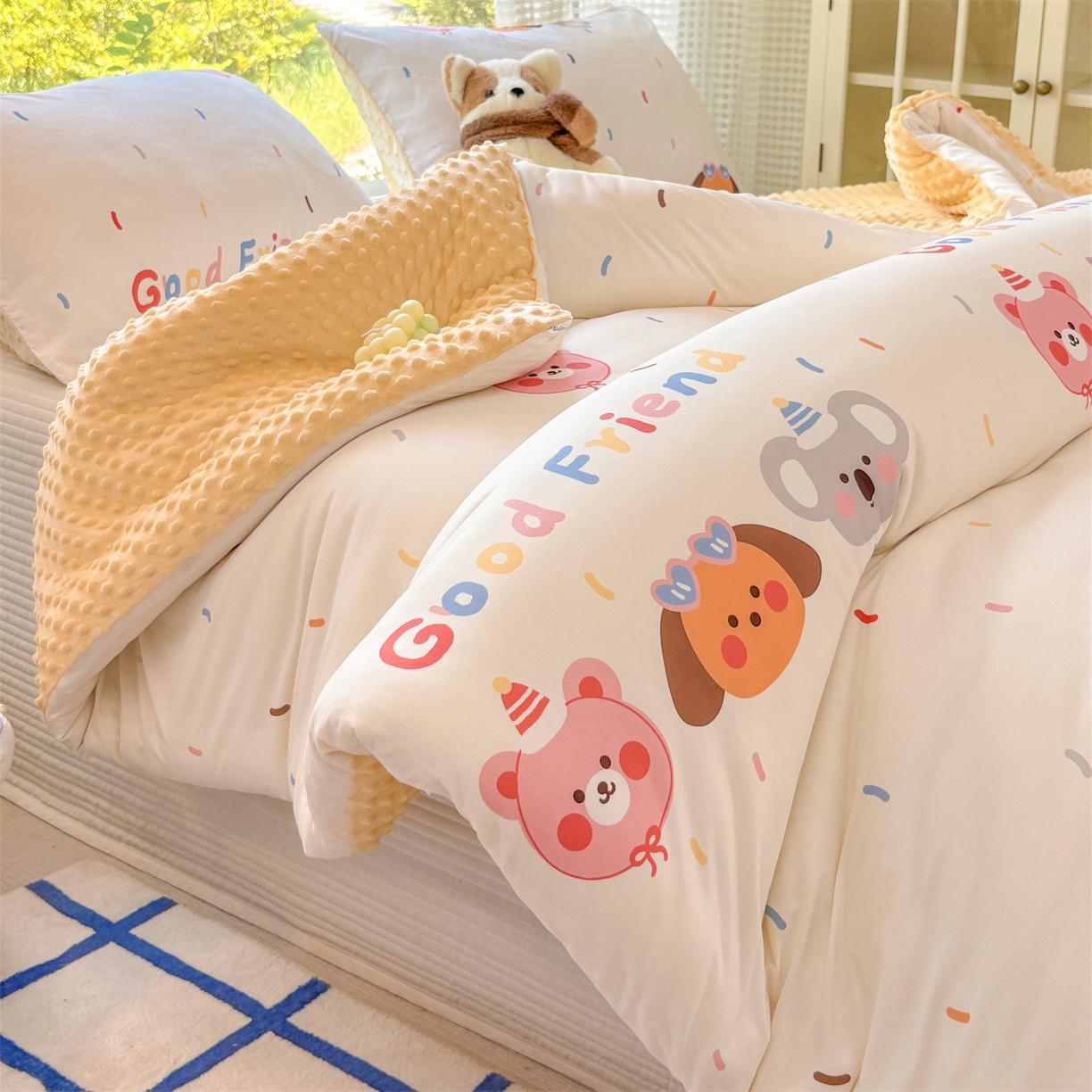 91家纺网 家纺一手货源 找家纺 小叮当家纺仓储工厂店 (买家秀 爆款花型 不断货)2025新款A类针织棉大豆被被子被芯 好朋友