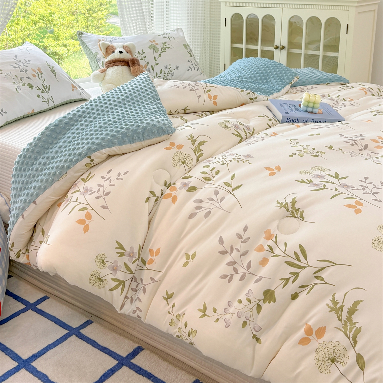 91家纺网 家纺一手货源 找家纺 小叮当家纺仓储工厂店 (买家秀 爆款花型 不断货)2025新款A类针织棉大豆被被子被芯 铃梦芊芊