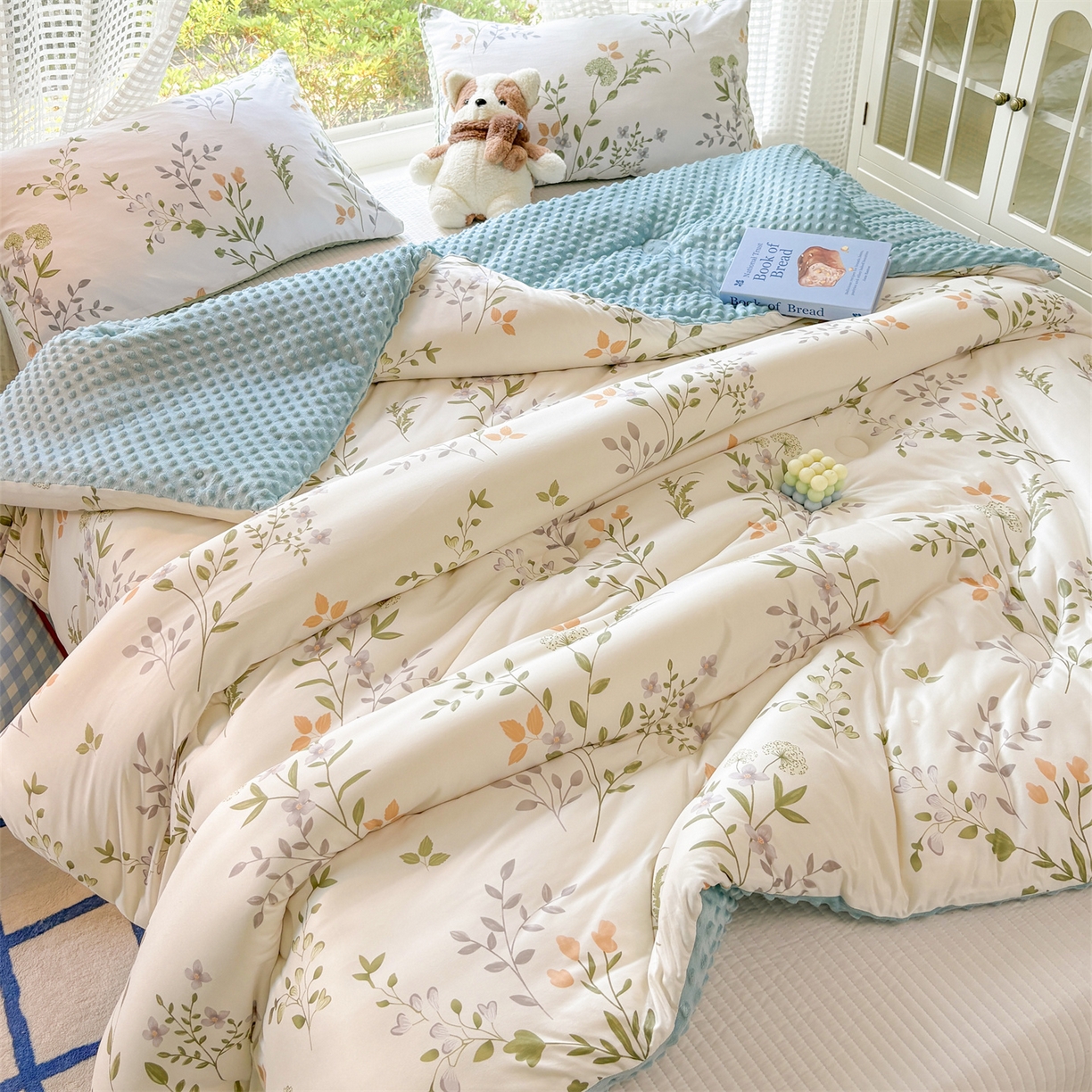 91家纺网 家纺一手货源 找家纺 小叮当家纺仓储工厂店 (买家秀 爆款花型 不断货)2025新款A类针织棉大豆被被子被芯 铃梦芊芊