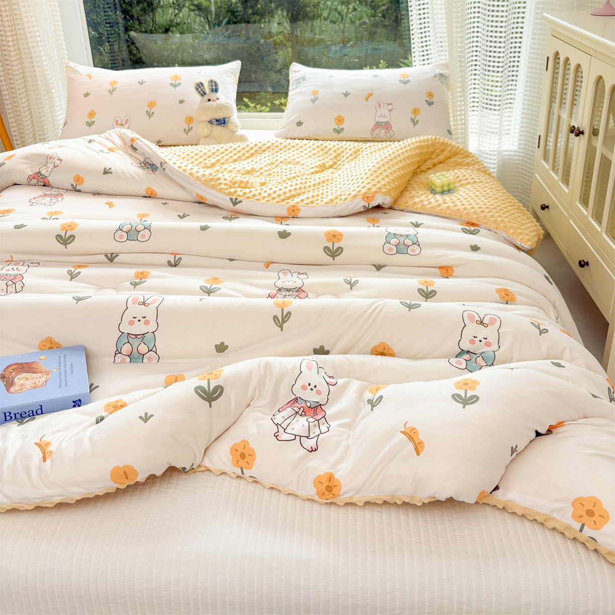 91家纺网 家纺一手货源 找家纺 小叮当家纺仓储工厂店 (买家秀 爆款花型 不断货)2025新款A类针织棉大豆被被子被芯 田园小图