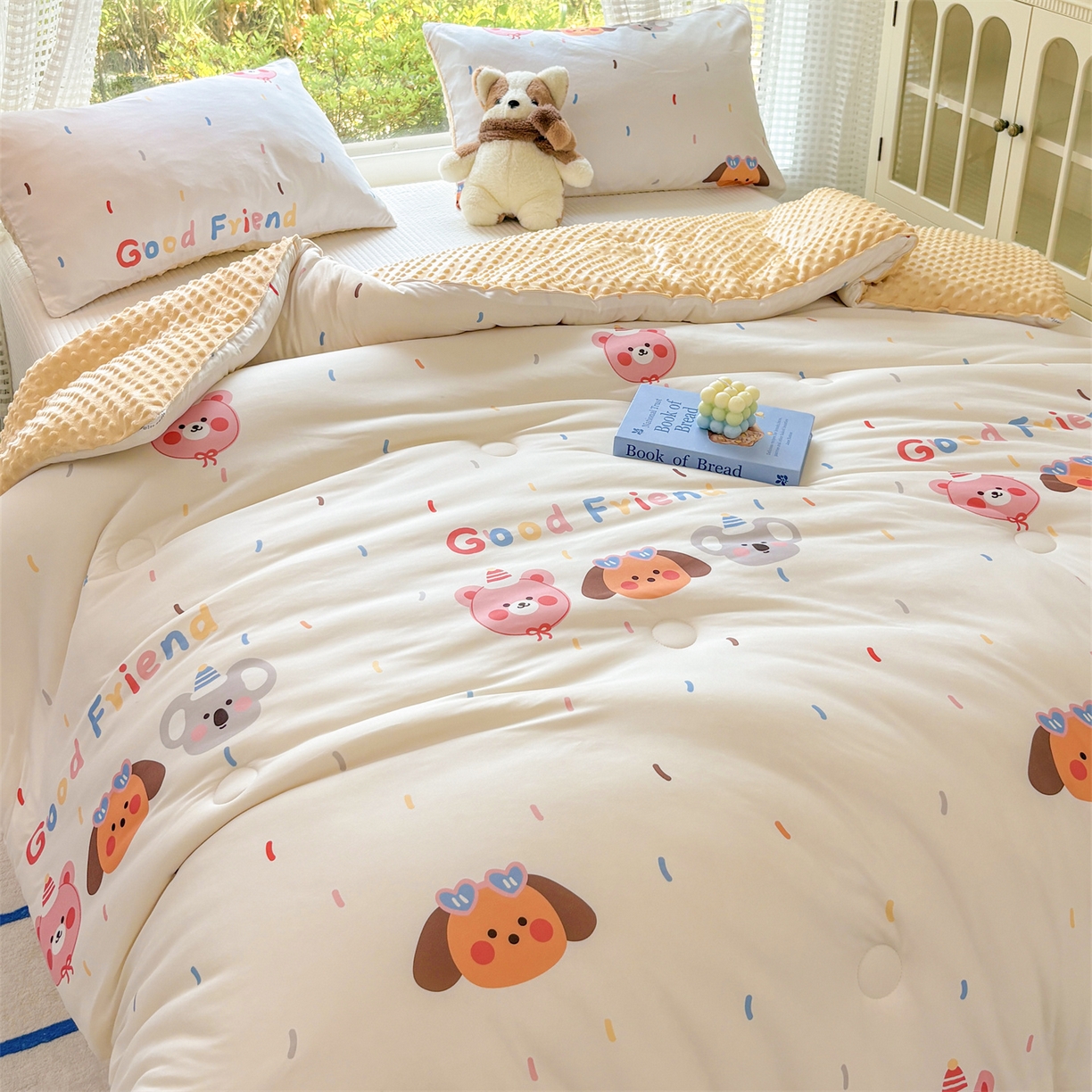 91家纺网 家纺一手货源 找家纺 小叮当家纺仓储工厂店 (买家秀 爆款花型 不断货)2025新款A类针织棉大豆被被子被芯 好朋友