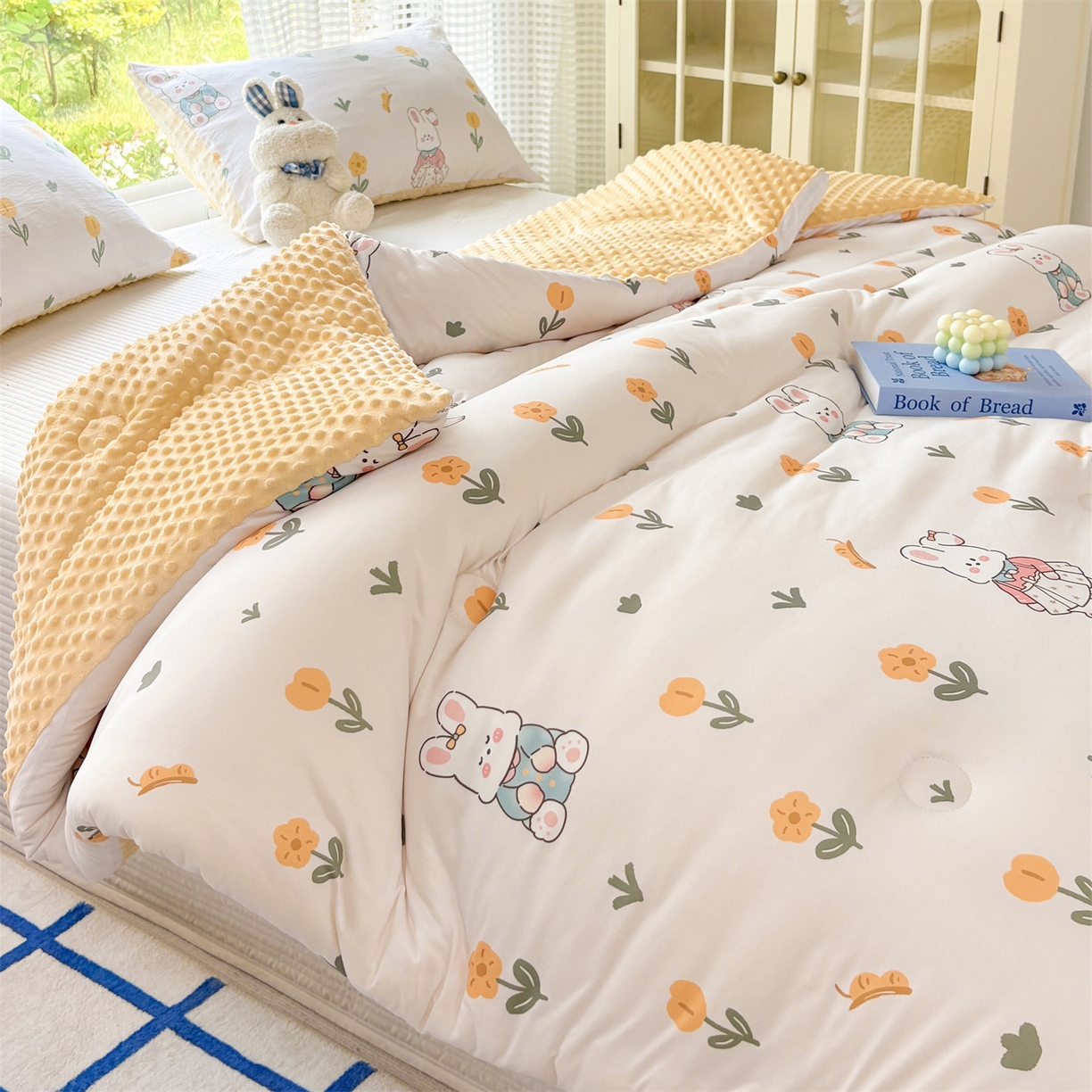 91家纺网 家纺一手货源 找家纺 小叮当家纺仓储工厂店 (买家秀 爆款花型 不断货)2025新款A类针织棉大豆被被子被芯 田园小图