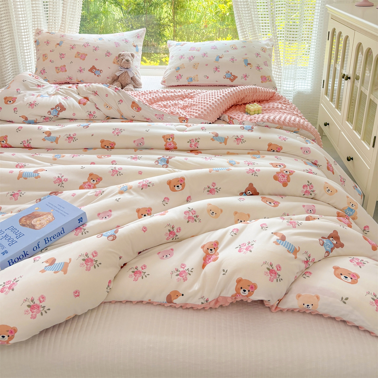 91家纺网 家纺一手货源 找家纺 小叮当家纺仓储工厂店 (买家秀 爆款花型 不断货)2025新款A类针织棉大豆被被子被芯 花田小熊