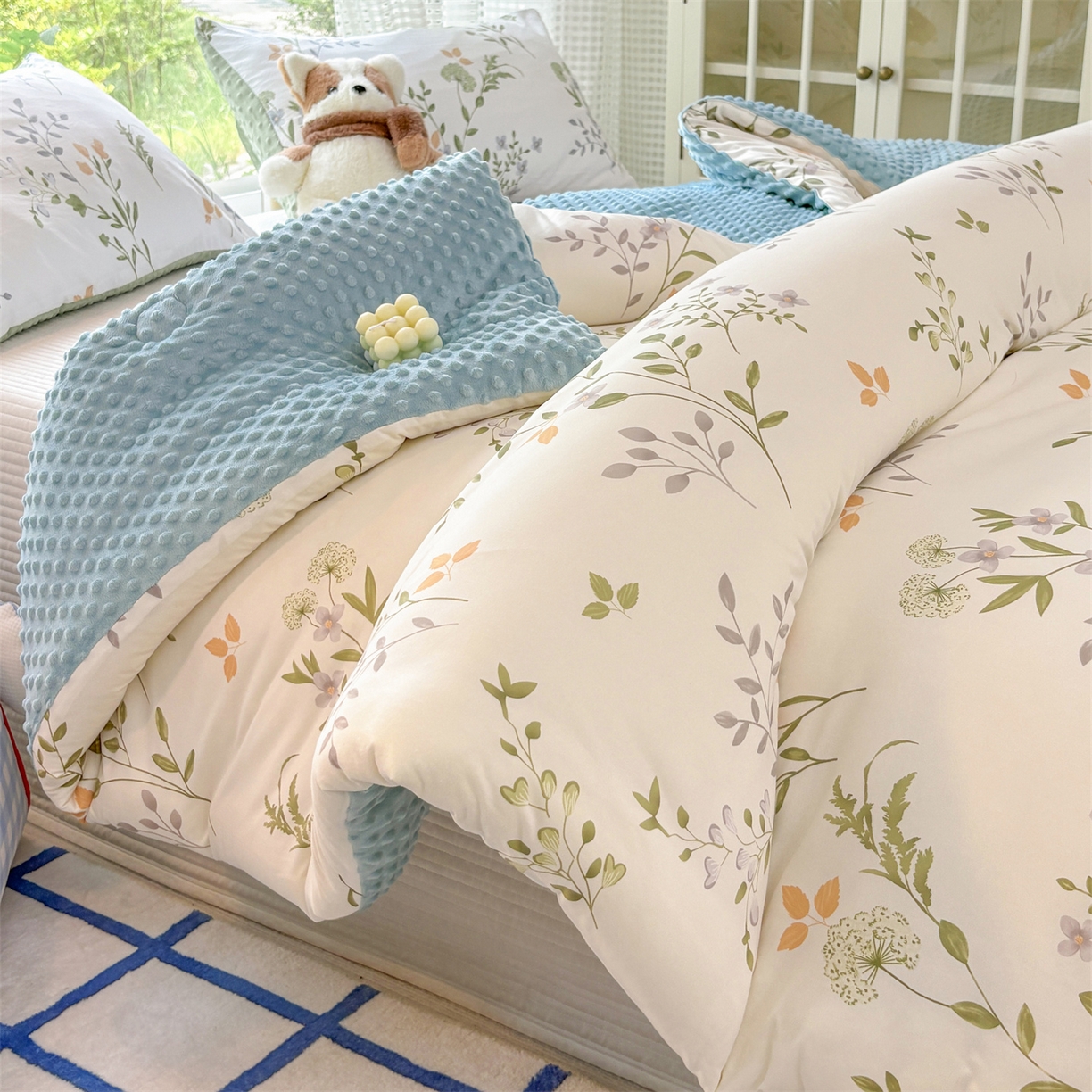 91家纺网 家纺一手货源 找家纺 小叮当家纺仓储工厂店 (买家秀 爆款花型 不断货)2025新款A类针织棉大豆被被子被芯 铃梦芊芊