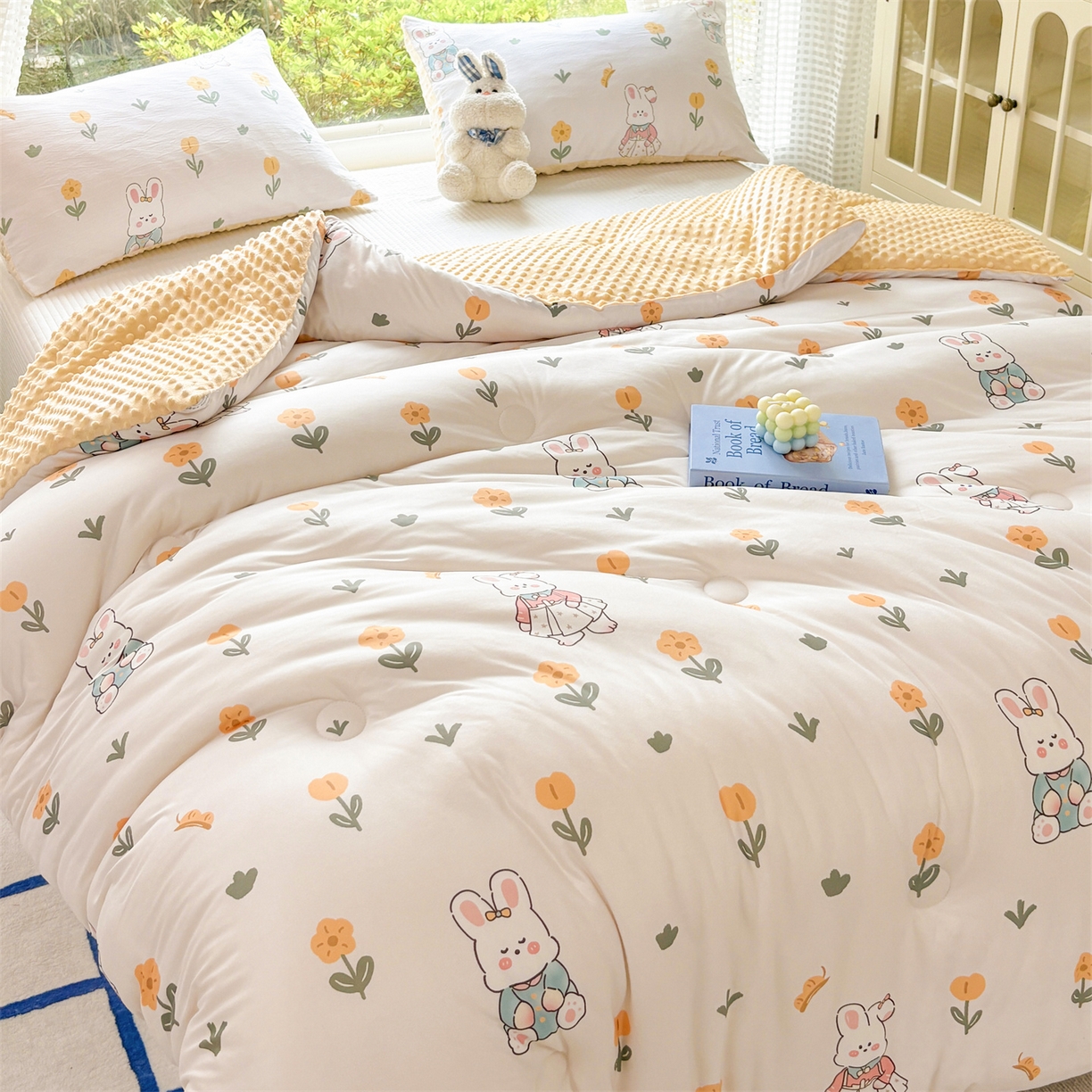 91家纺网 家纺一手货源 找家纺 小叮当家纺仓储工厂店 (买家秀 爆款花型 不断货)2025新款A类针织棉大豆被被子被芯 田园小图