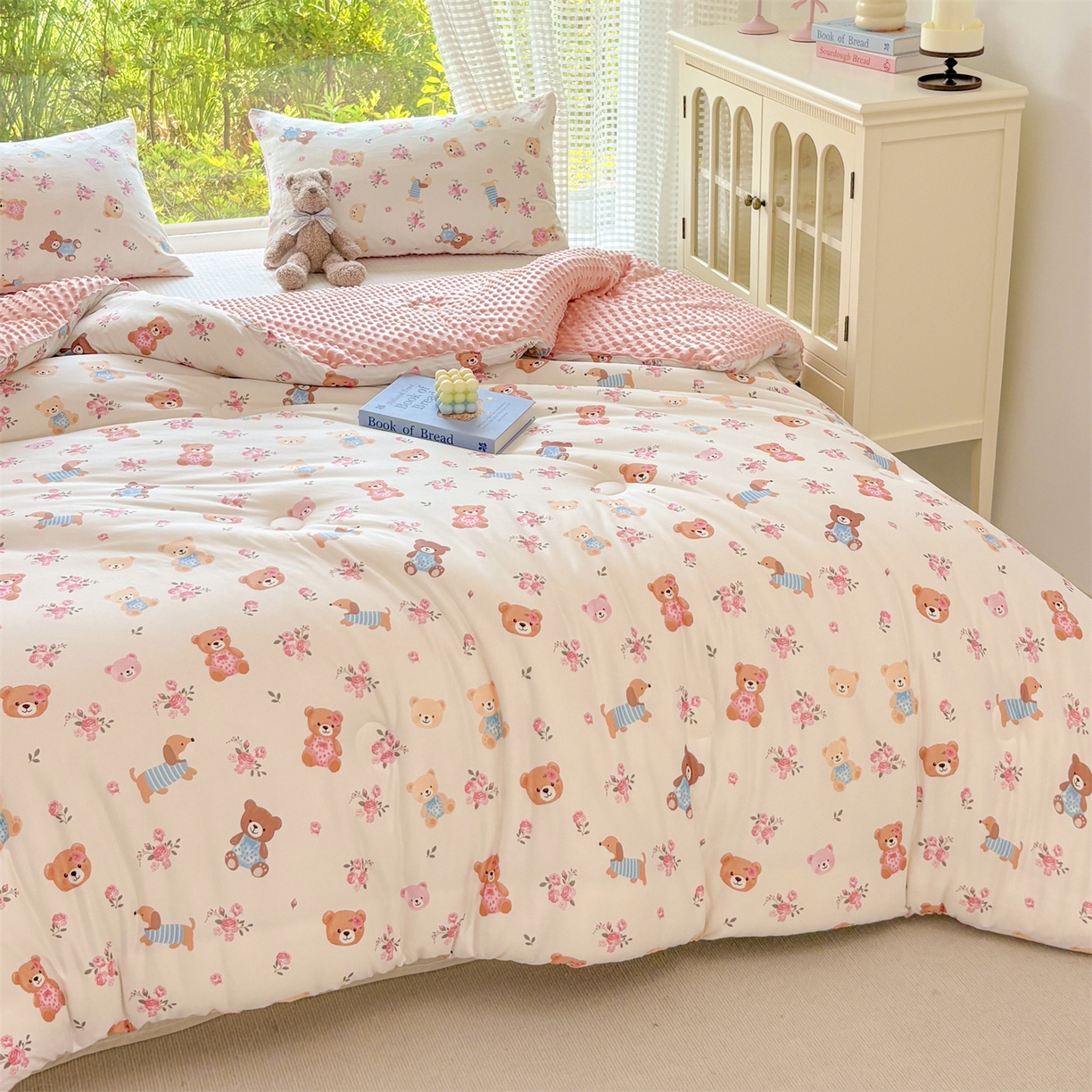 91家纺网 家纺一手货源 找家纺 小叮当家纺仓储工厂店 (买家秀 爆款花型 不断货)2025新款A类针织棉大豆被被子被芯 花田小熊