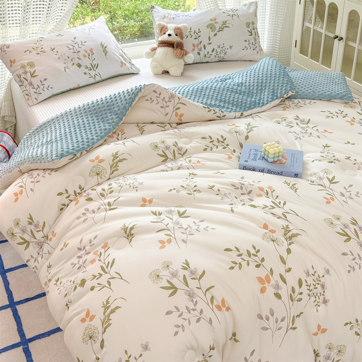 91家纺网 家纺一手货源 找家纺 小叮当家纺仓储工厂店 (买家秀 爆款花型 不断货)2025新款A类针织棉大豆被被子被芯 铃梦芊芊