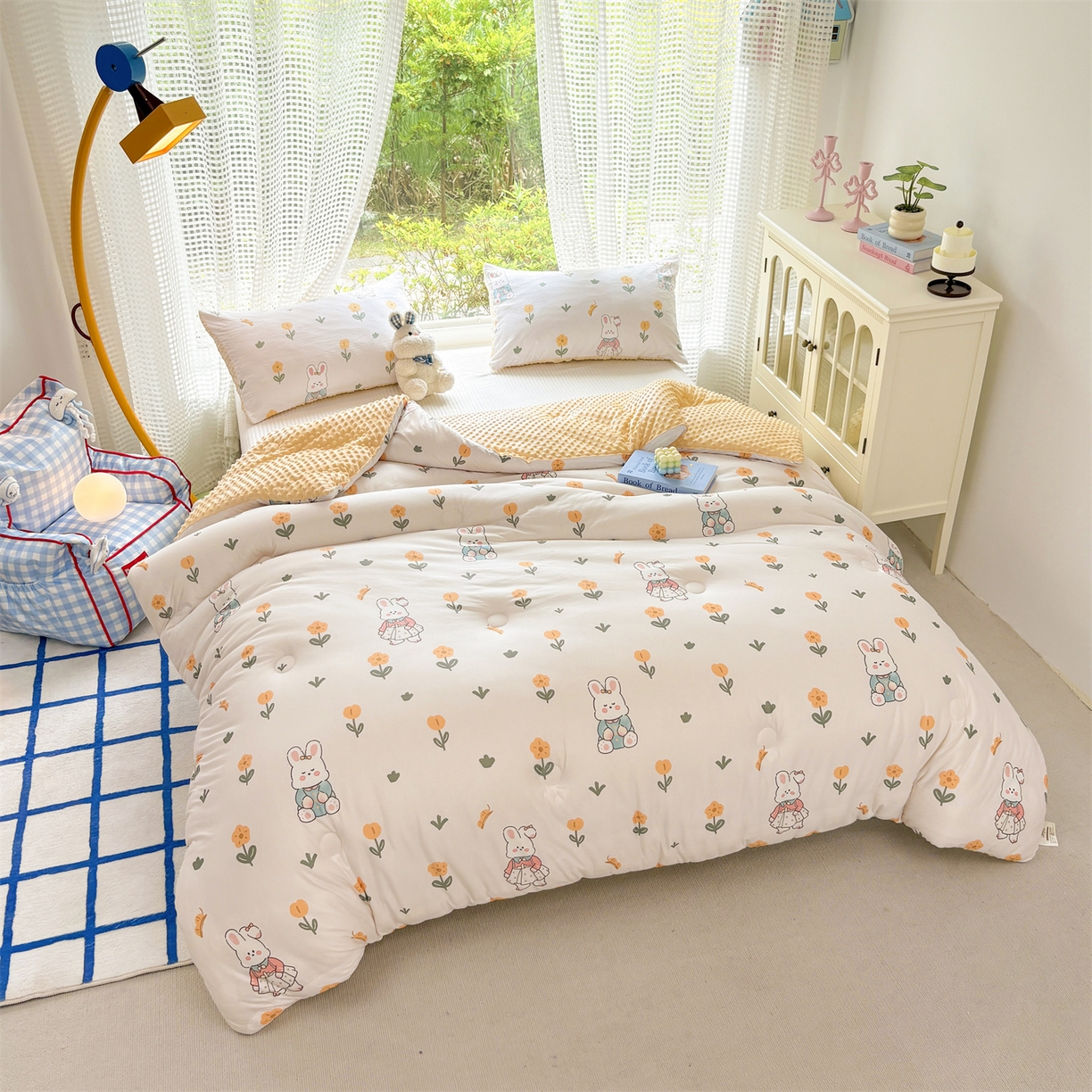 91家纺网 家纺一手货源 找家纺 小叮当家纺仓储工厂店 (买家秀 爆款花型 不断货)2025新款A类针织棉大豆被被子被芯 田园小图