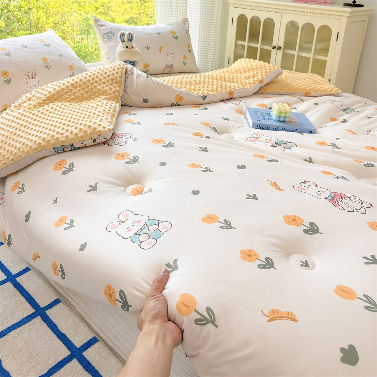 91家纺网 家纺一手货源 找家纺 小叮当家纺仓储工厂店 (买家秀 爆款花型 不断货)2025新款A类针织棉大豆被被子被芯 田园小图