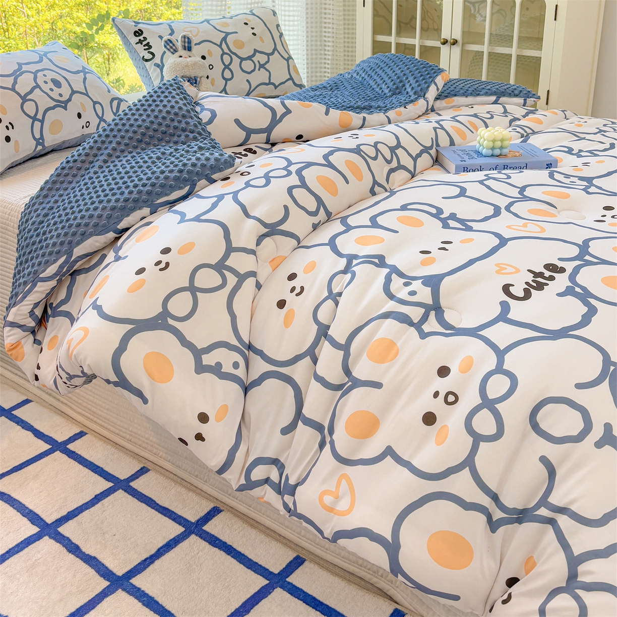 91家纺网 家纺一手货源 找家纺 小叮当家纺仓储工厂店 (买家秀 爆款花型 不断货)2025新款A类针织棉大豆被被子被芯 可爱兔