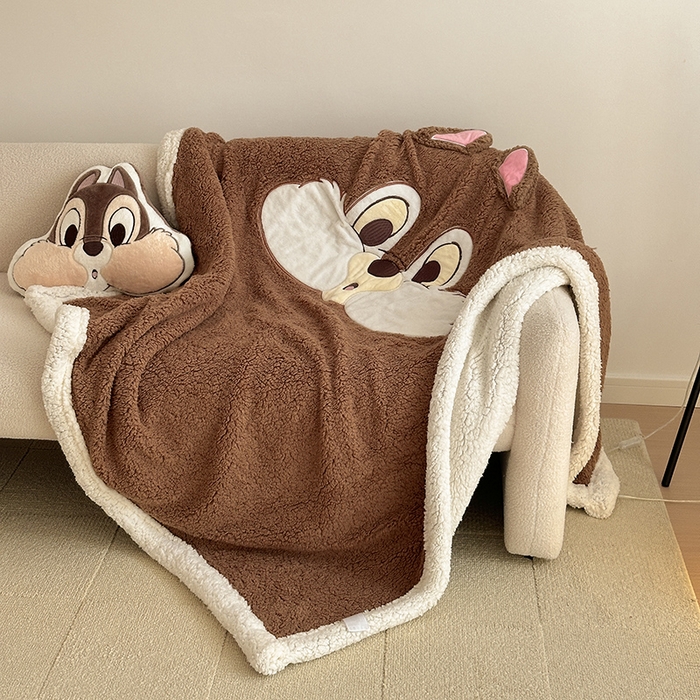 91家纺网 家纺一手货源 找家纺 小叮当家纺仓储工厂店 （买家秀 爆款花型 不断货）2025新款A类母婴级迪士尼毛毯子牛奶绒毛毯牛奶绒毯 贴布绣--奇奇蒂蒂